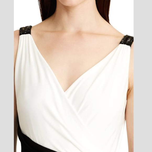 Ralph Lauren Colorblock Jersey Wrap Column Gown - Picture 4 of 8